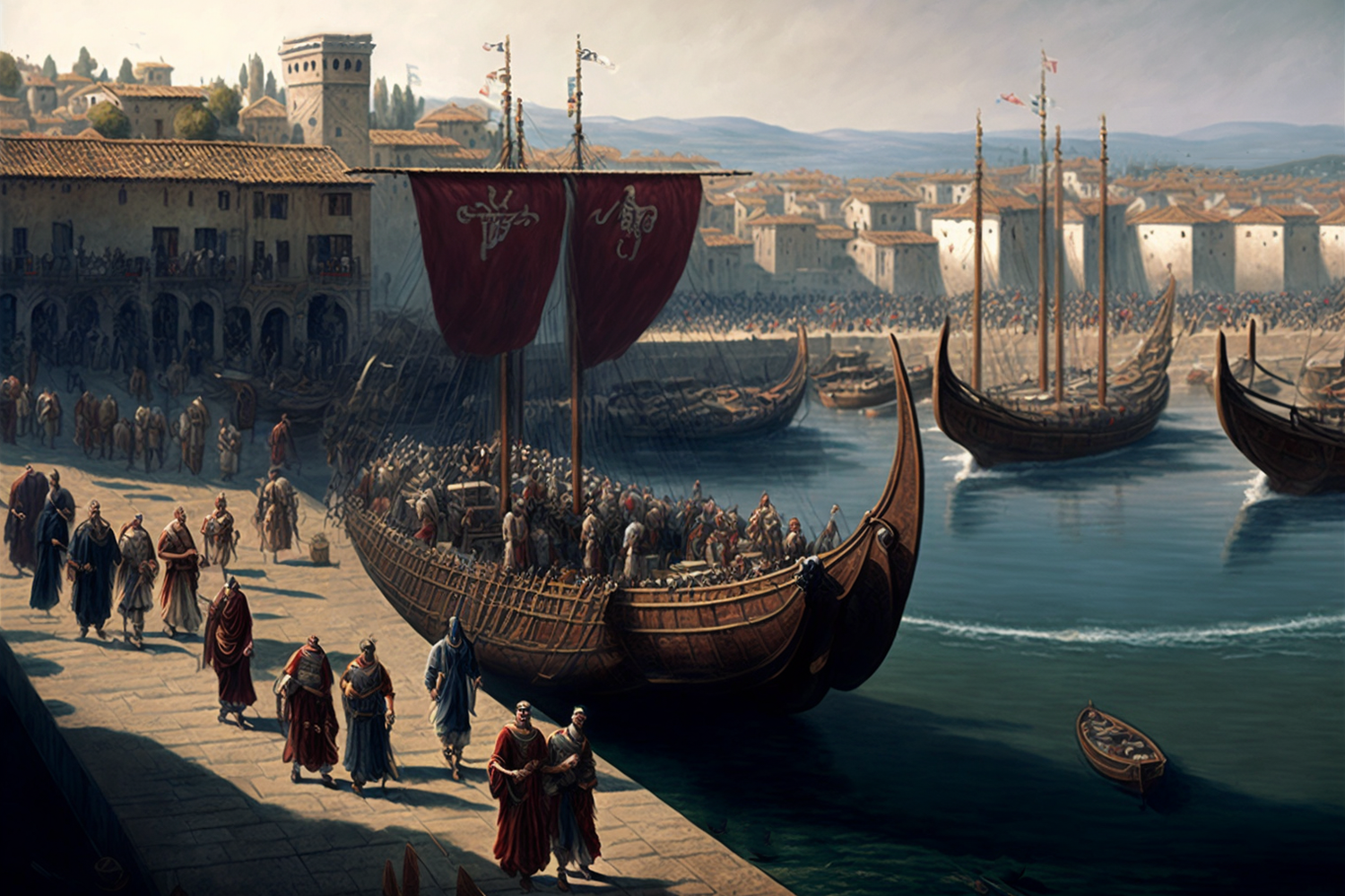 Una aproximación al aspecto que debió tener el Portus Victoriae Iuliobrigensium, el puerto que da origen histórico a la ciudad de Santander, al fondo de la Ría de Becedo, un abrigo natural en la Bahía de Santander.